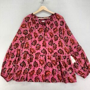 Caffe Marrakesh Blouse Womens XL Pink‎ NWT Paisley Long Sleeve Boho Career